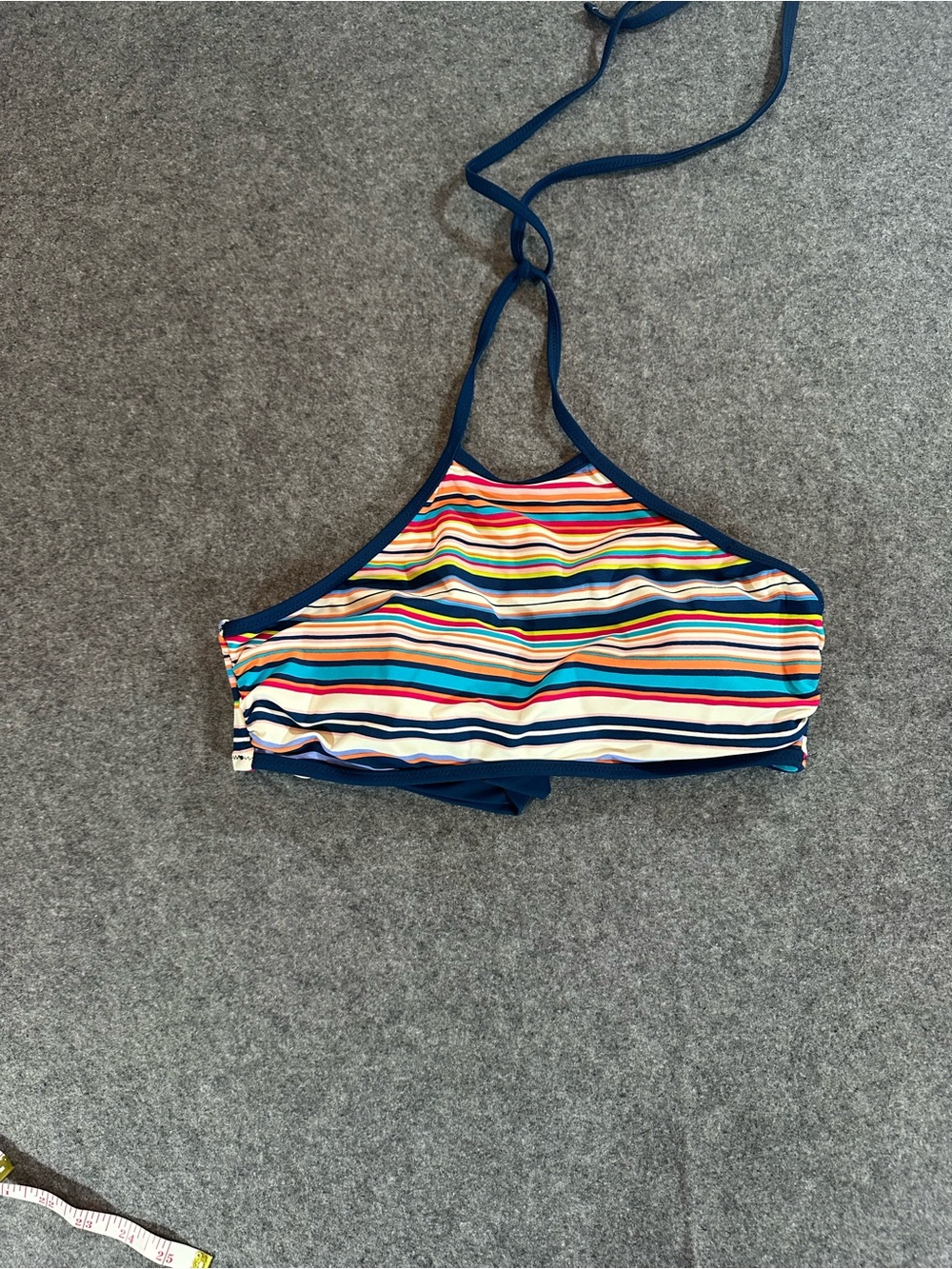Pink Envelope Multicolor Striped High-Neck Bikini Top
